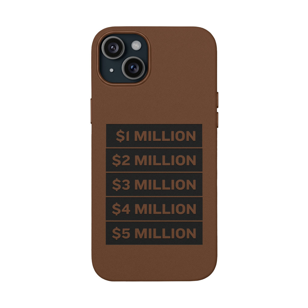 Stacked Milestones (1M–5M) —Engraved PU Leather Phone Case