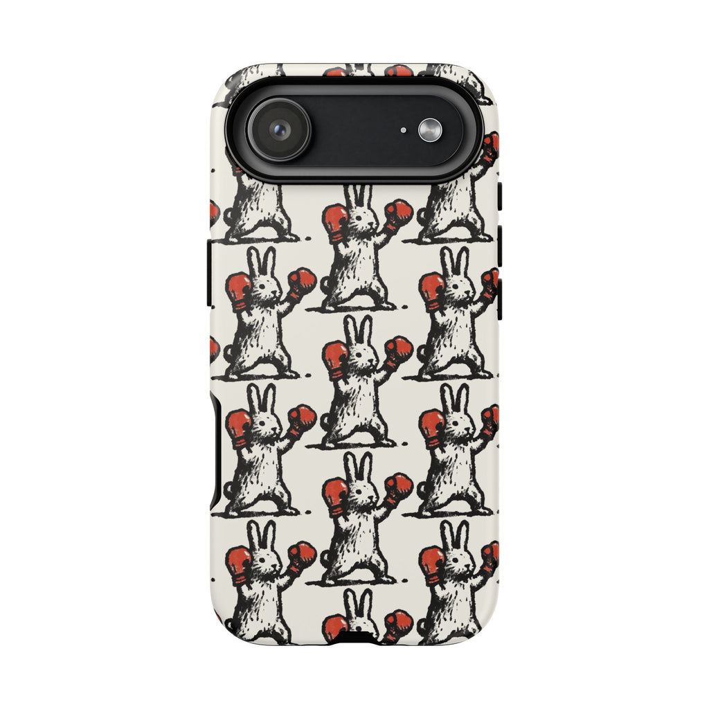 Playful Boxing Bunny Pattern Tough iPhone Case