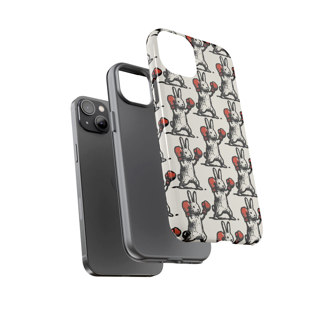 Playful Boxing Bunny Pattern Tough iPhone Case