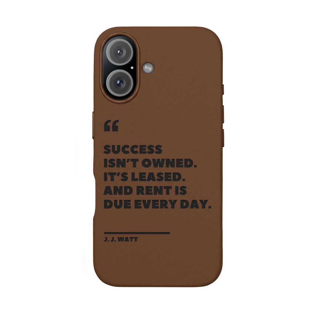 "Success Isn't Owned" Engraved PU Leather Phone Case