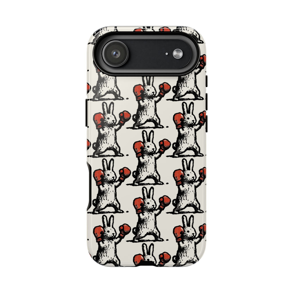 Playful Boxing Bunny Pattern Tough iPhone Case