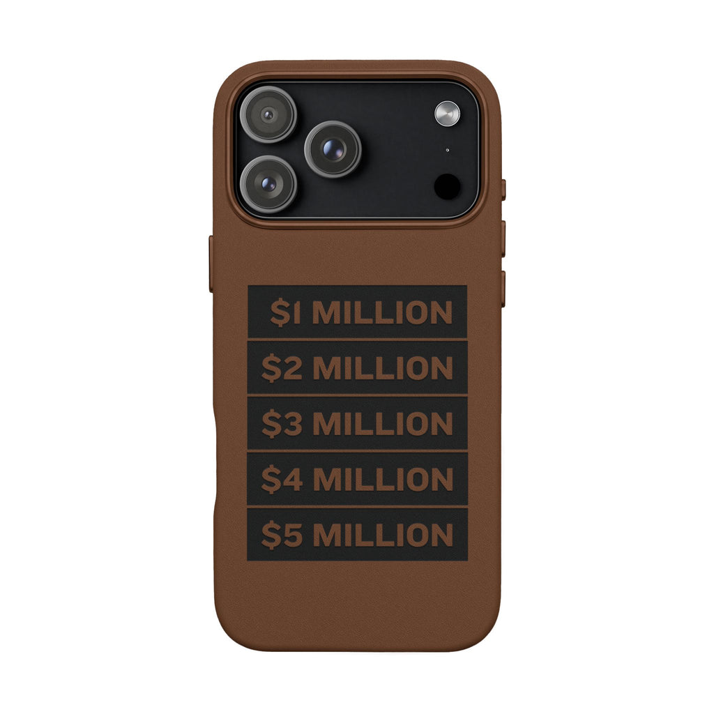 Stacked Milestones (1M–5M) —Engraved PU Leather Phone Case