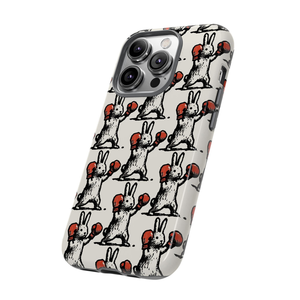 Playful Boxing Bunny Pattern Tough iPhone Case