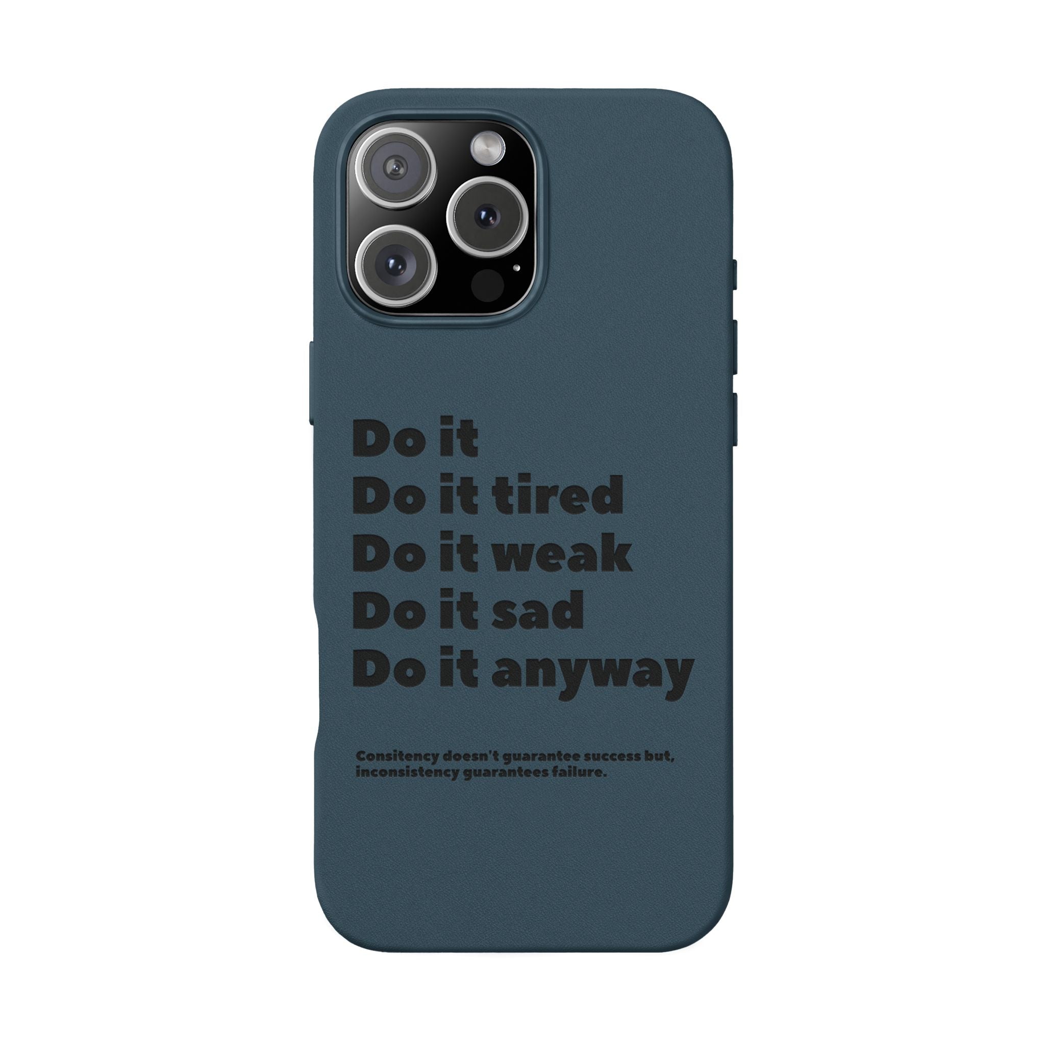 PU Leather Phone Case — Embossed Motivational Quote ‘Do it anyway’