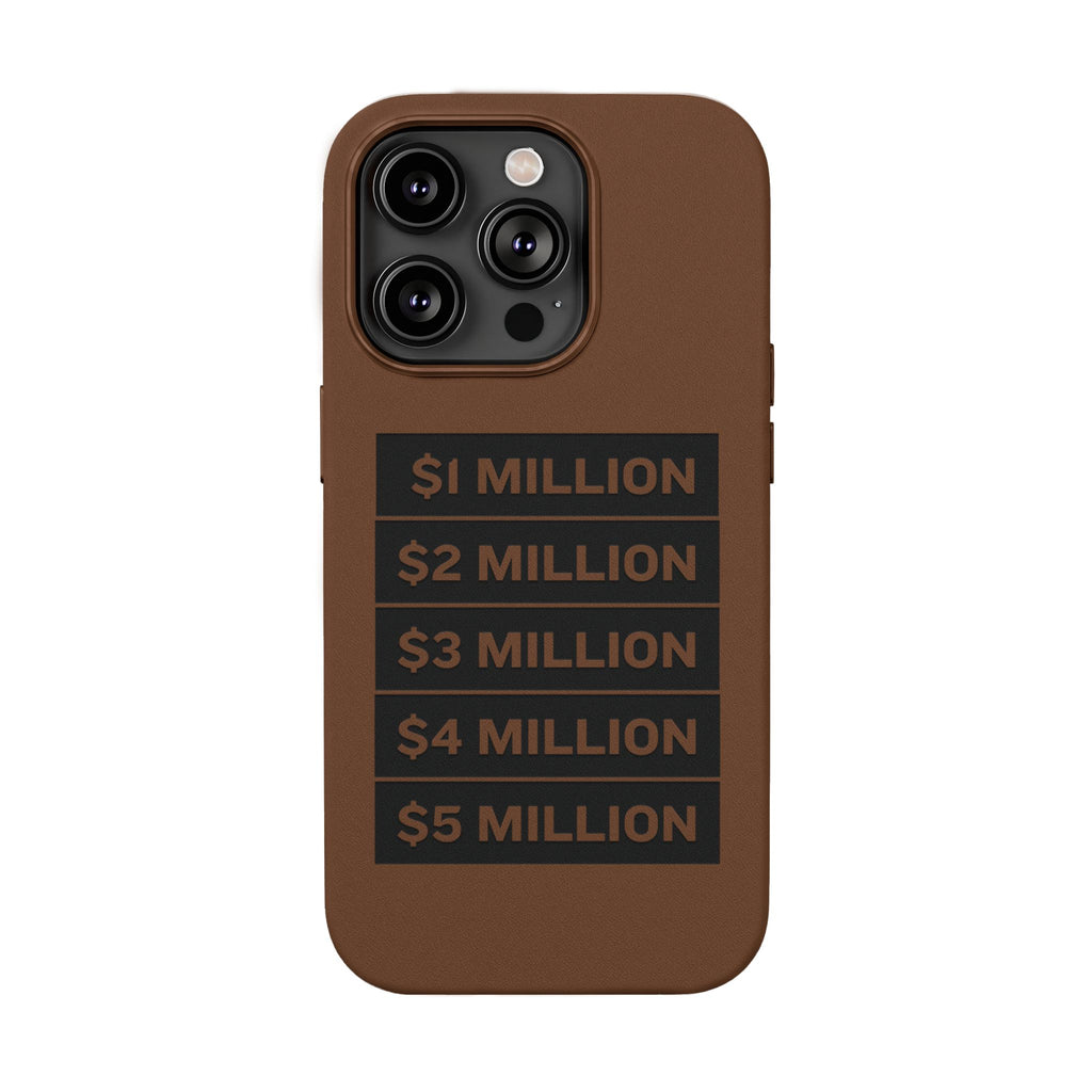 Stacked Milestones (1M–5M) —Engraved PU Leather Phone Case