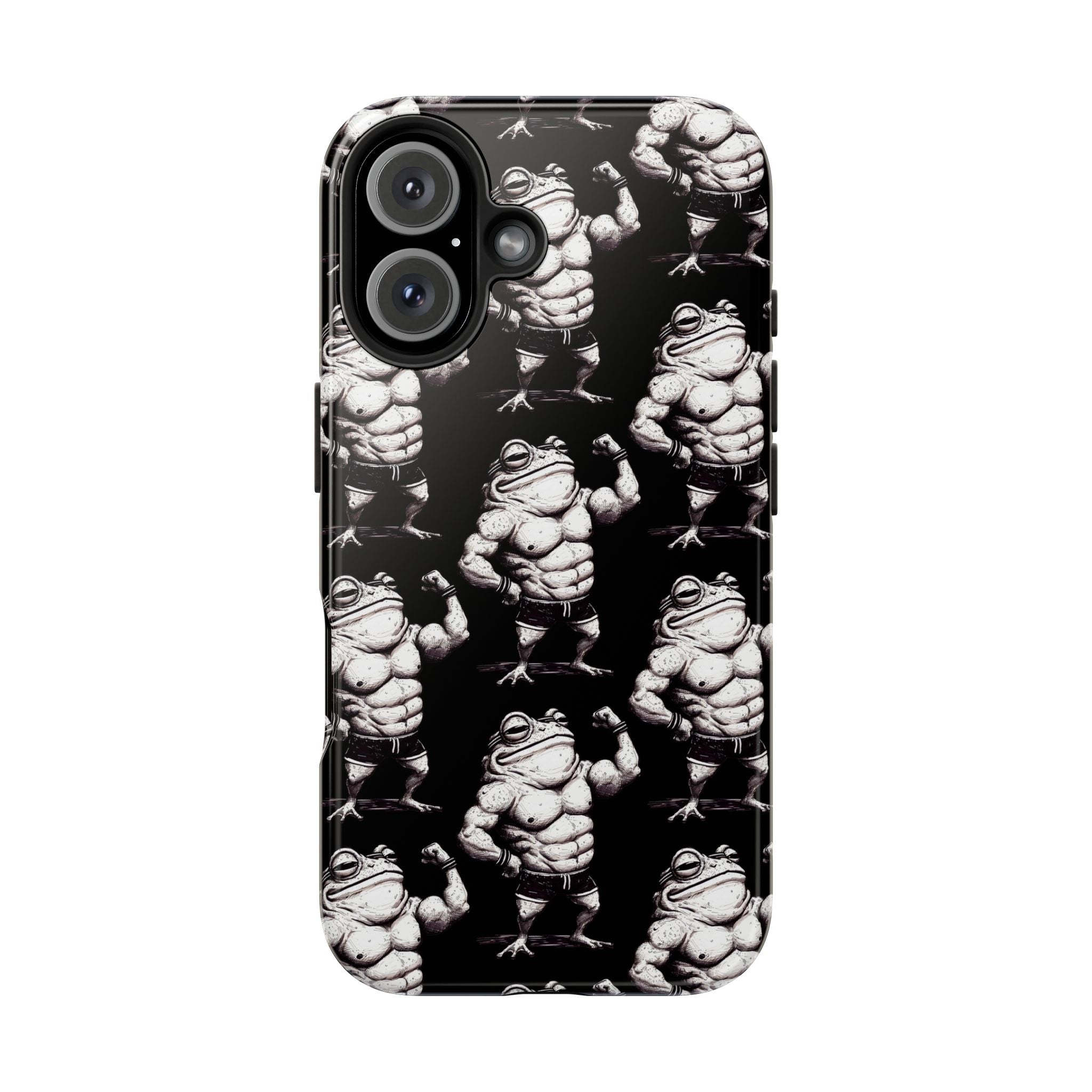 Frog Muscle Pattern Phone Case — Tough Black Protective iPhone Cover