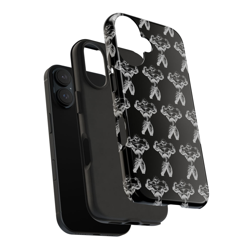 Black Tough Phone Case with White Moth Pattern — Protective iPhone Case, Gothic Nature Vibe