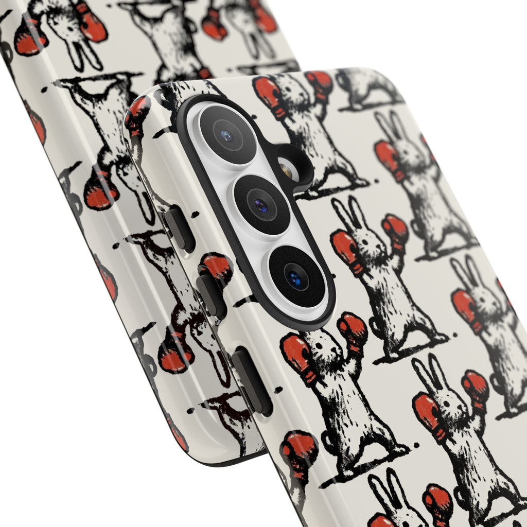 Playful Boxing Bunny Pattern Tough iPhone Case