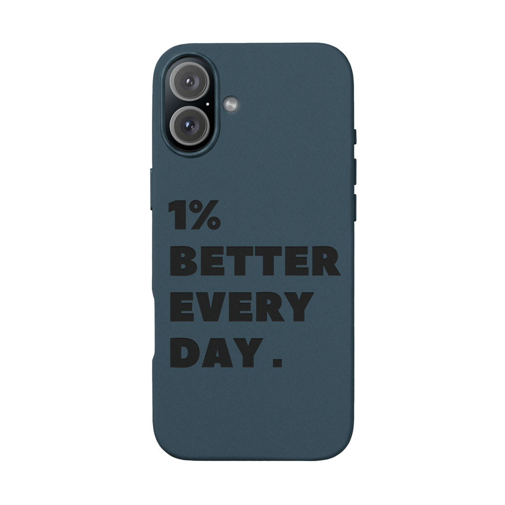 "1% Better Every Day" PU Leather Phone Case — Embossed Motivational iPhone Cover