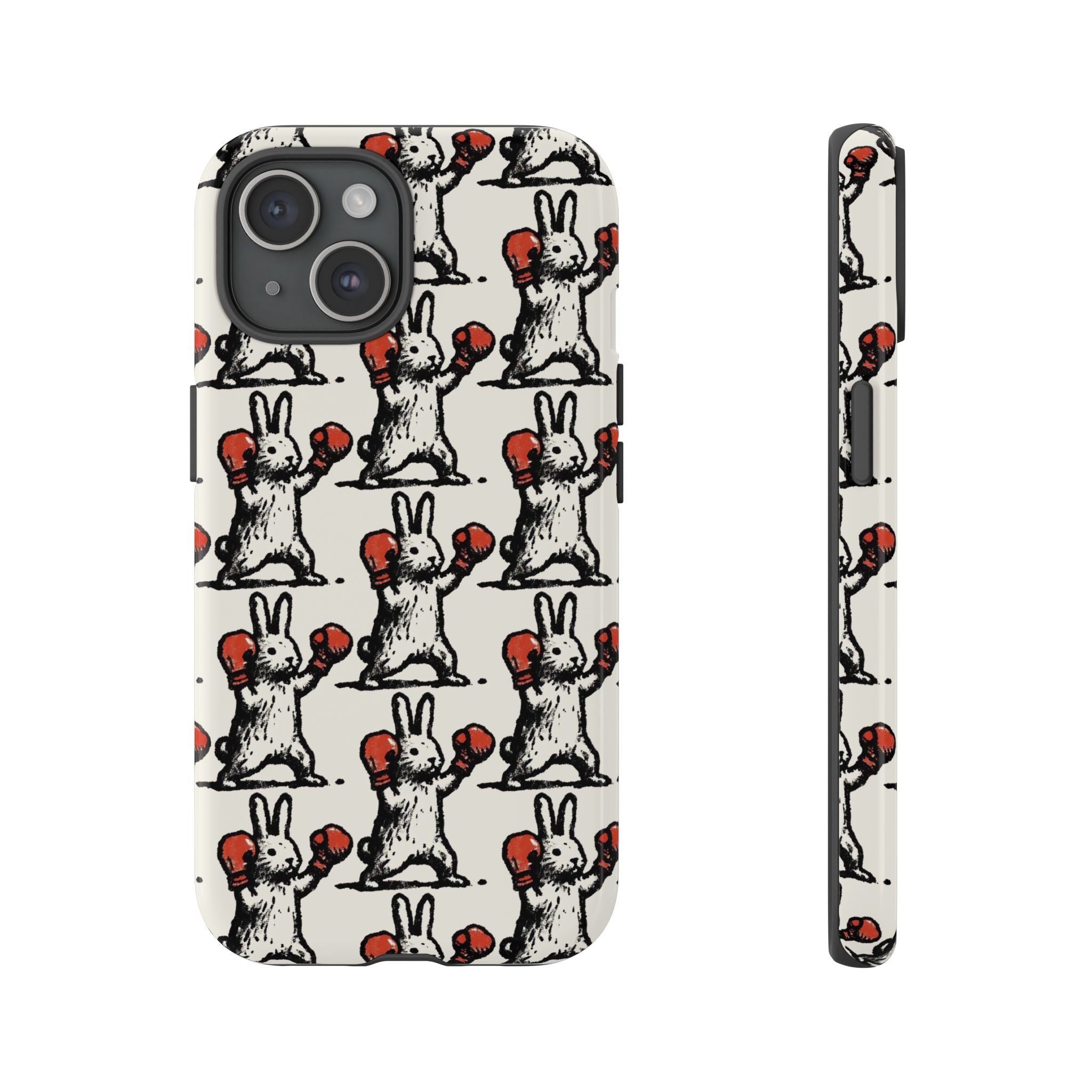 Playful Boxing Bunny Pattern Tough iPhone Case