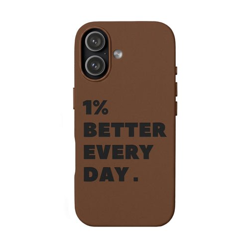 "1% Better Every Day" PU Leather Phone Case — Embossed Motivational iPhone Cover