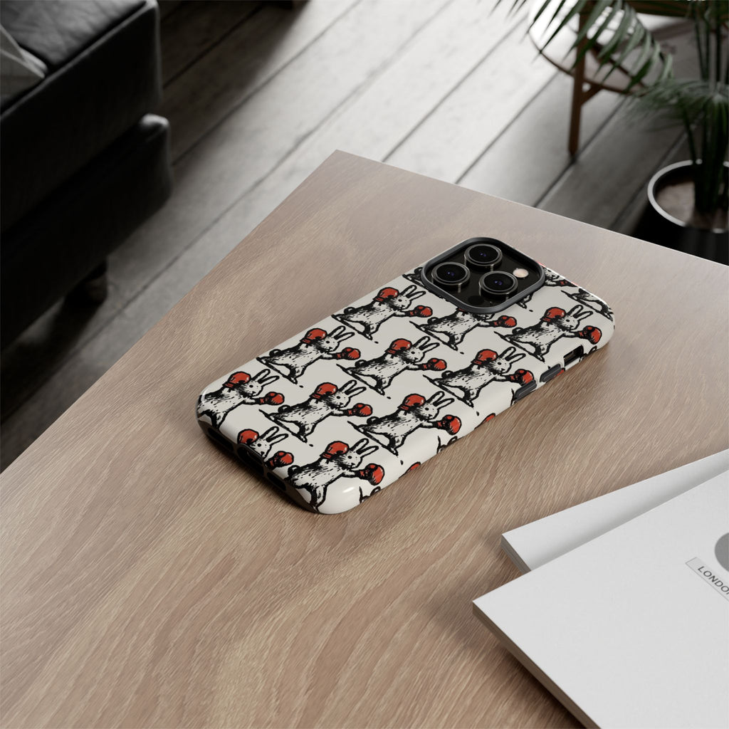 Playful Boxing Bunny Pattern Tough iPhone Case