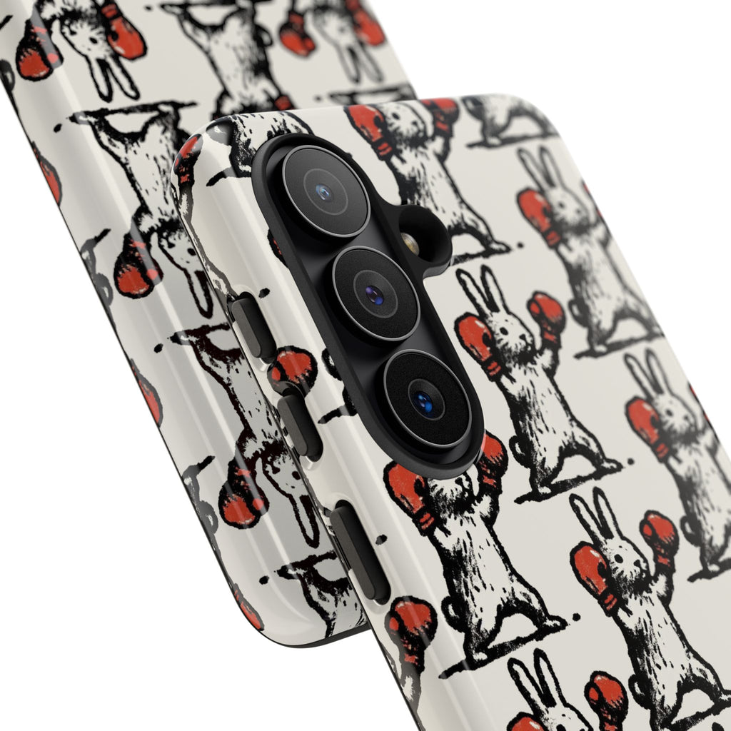Playful Boxing Bunny Pattern Tough iPhone Case