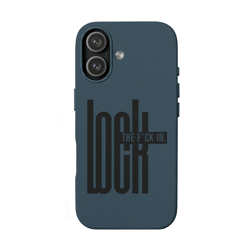'LOCK the F*CK IN' Engraved Brown Protective Cover —PU Leather Phone Case