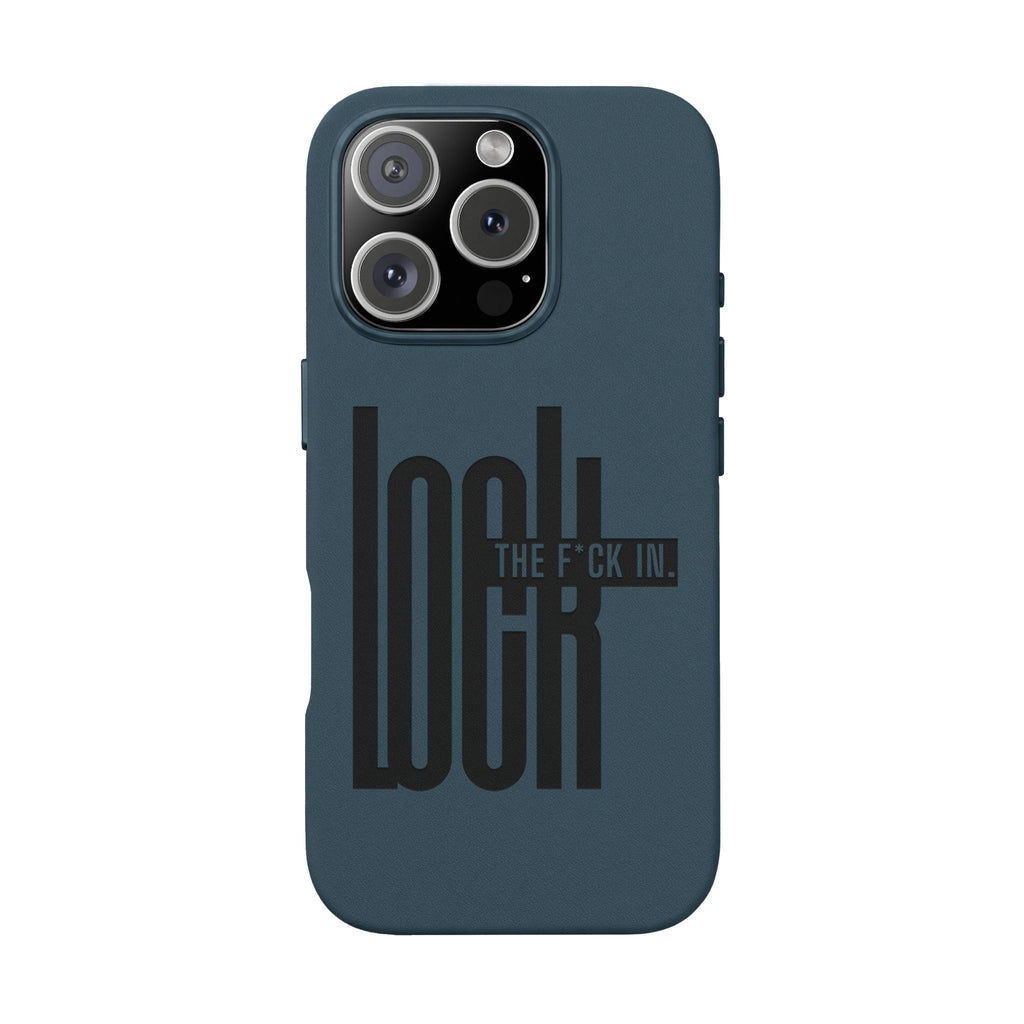 'LOCK the F*CK IN' Engraved Brown Protective Cover —PU Leather Phone Case