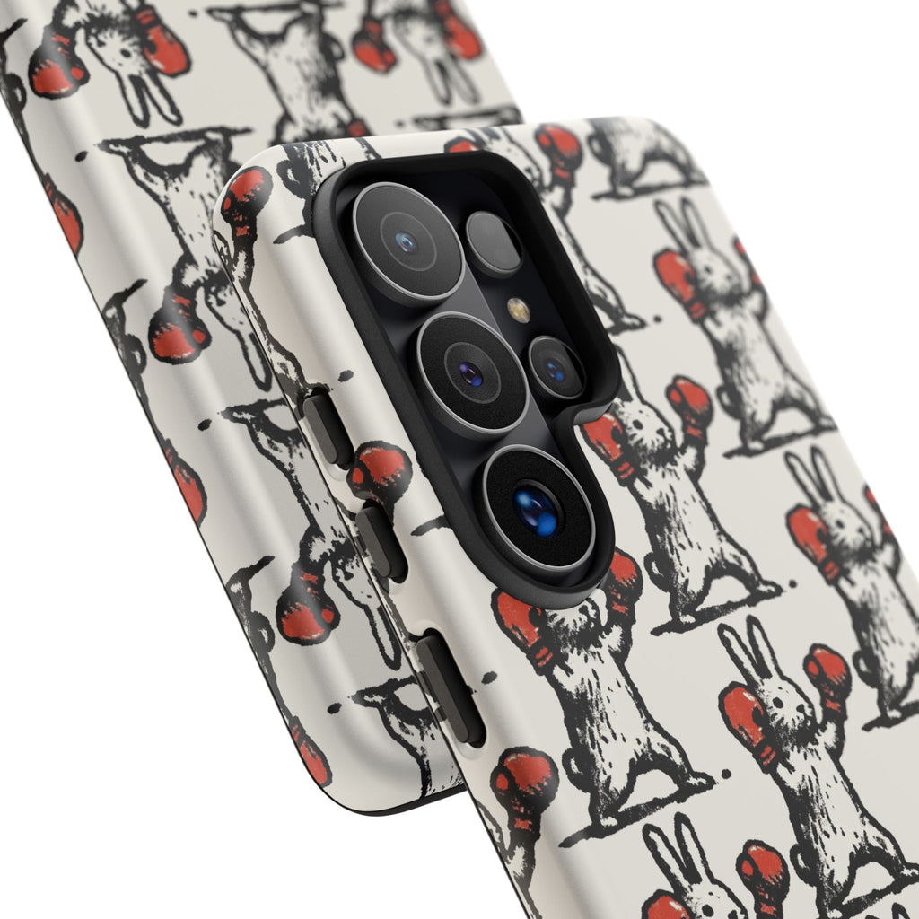 Playful Boxing Bunny Pattern Tough iPhone Case