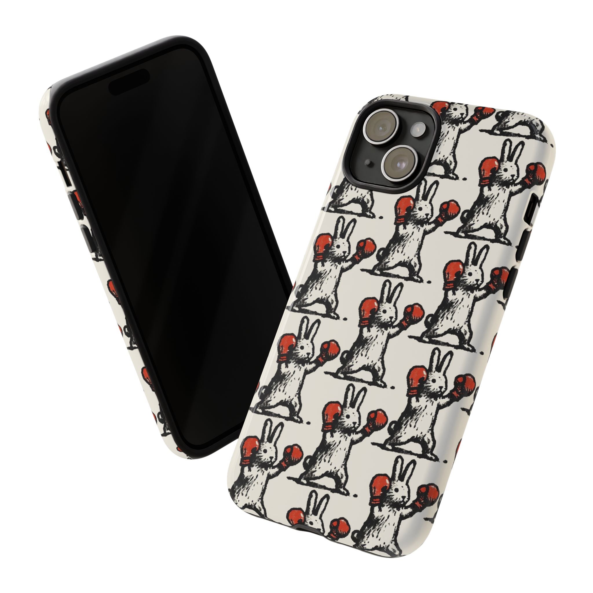 Playful Boxing Bunny Pattern Tough iPhone Case