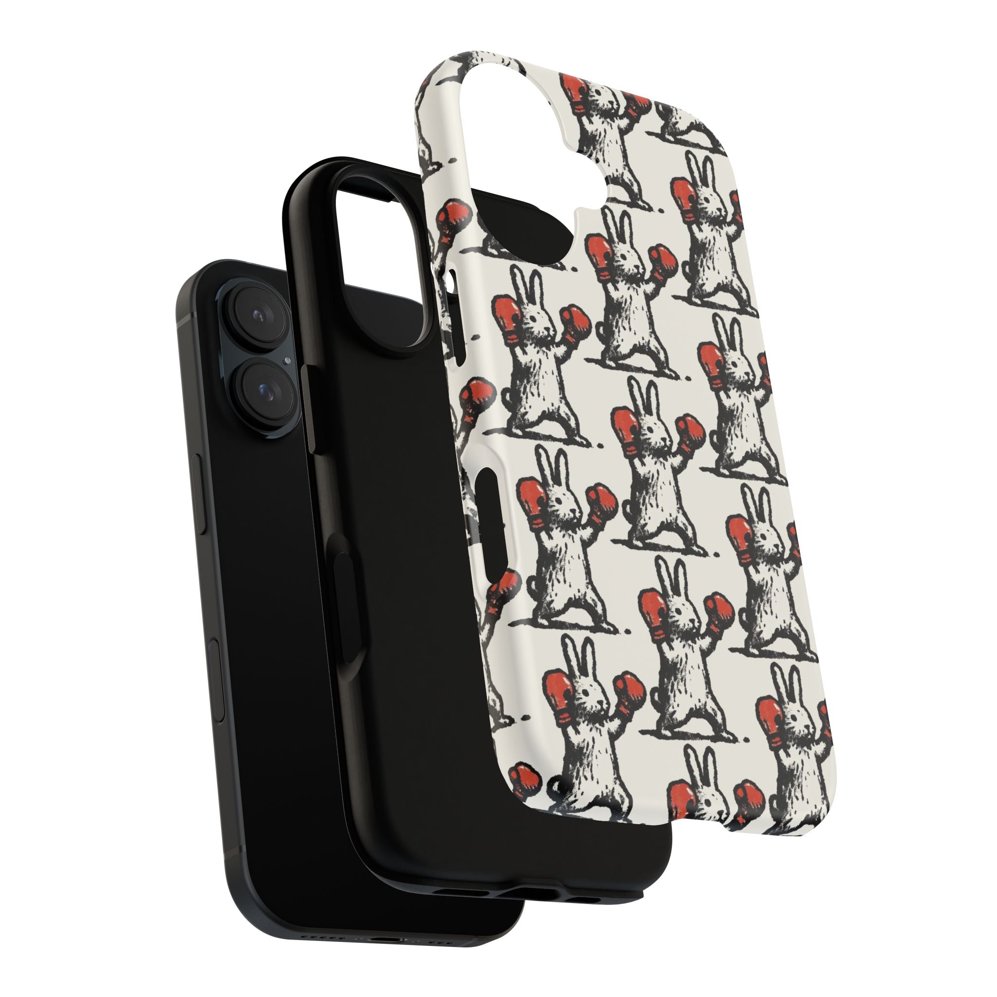 Playful Boxing Bunny Pattern Tough iPhone Case