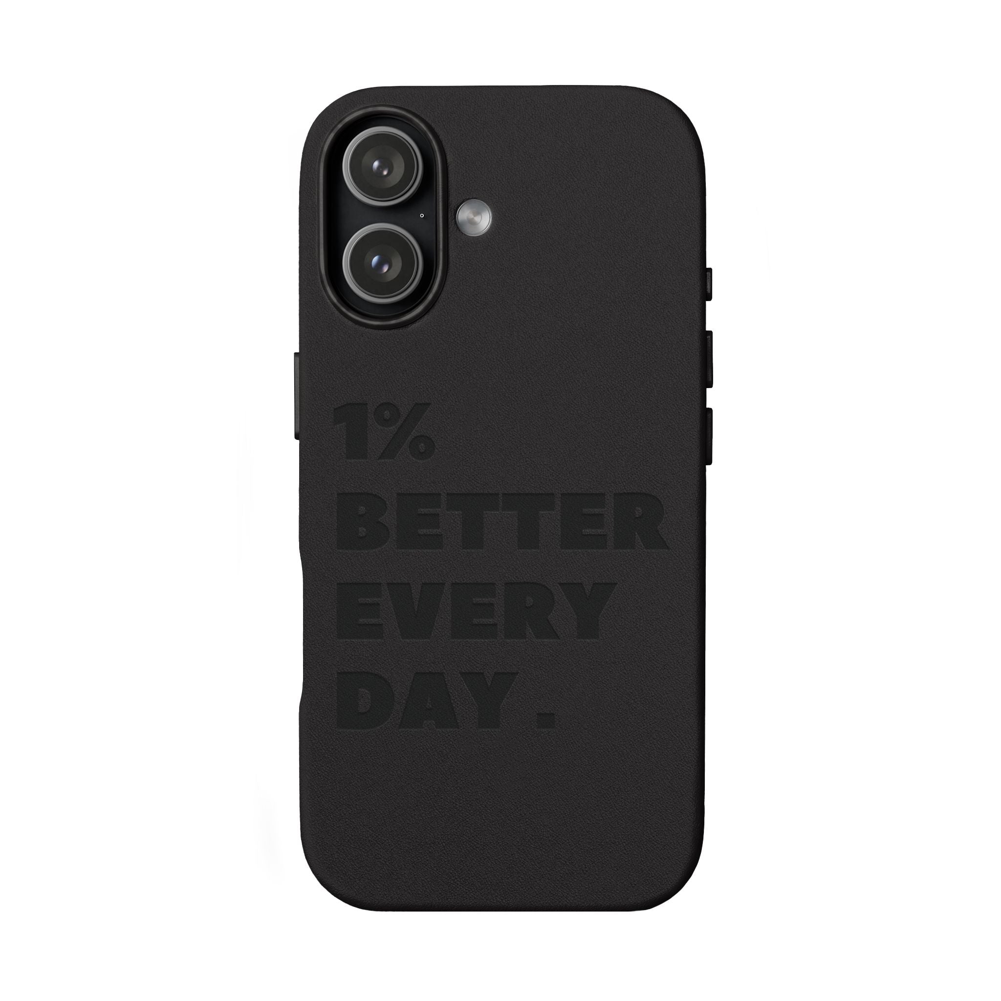 "1% Better Every Day" PU Leather Phone Case — Embossed Motivational iPhone Cover