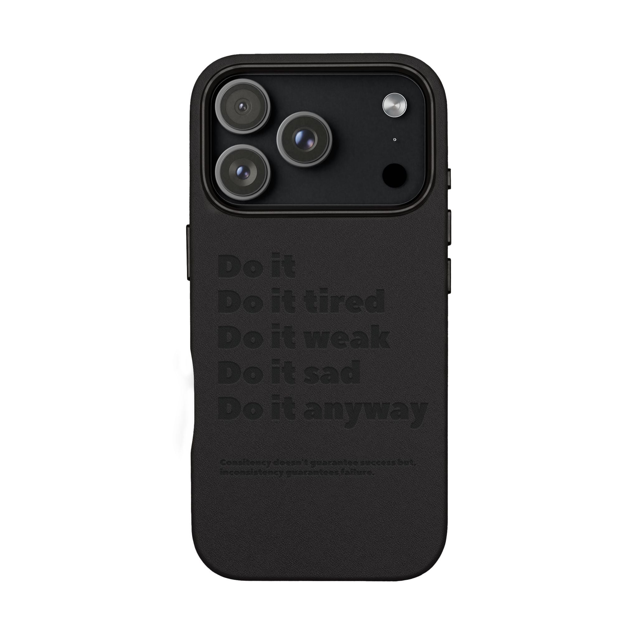 PU Leather Phone Case — Embossed Motivational Quote ‘Do it anyway’