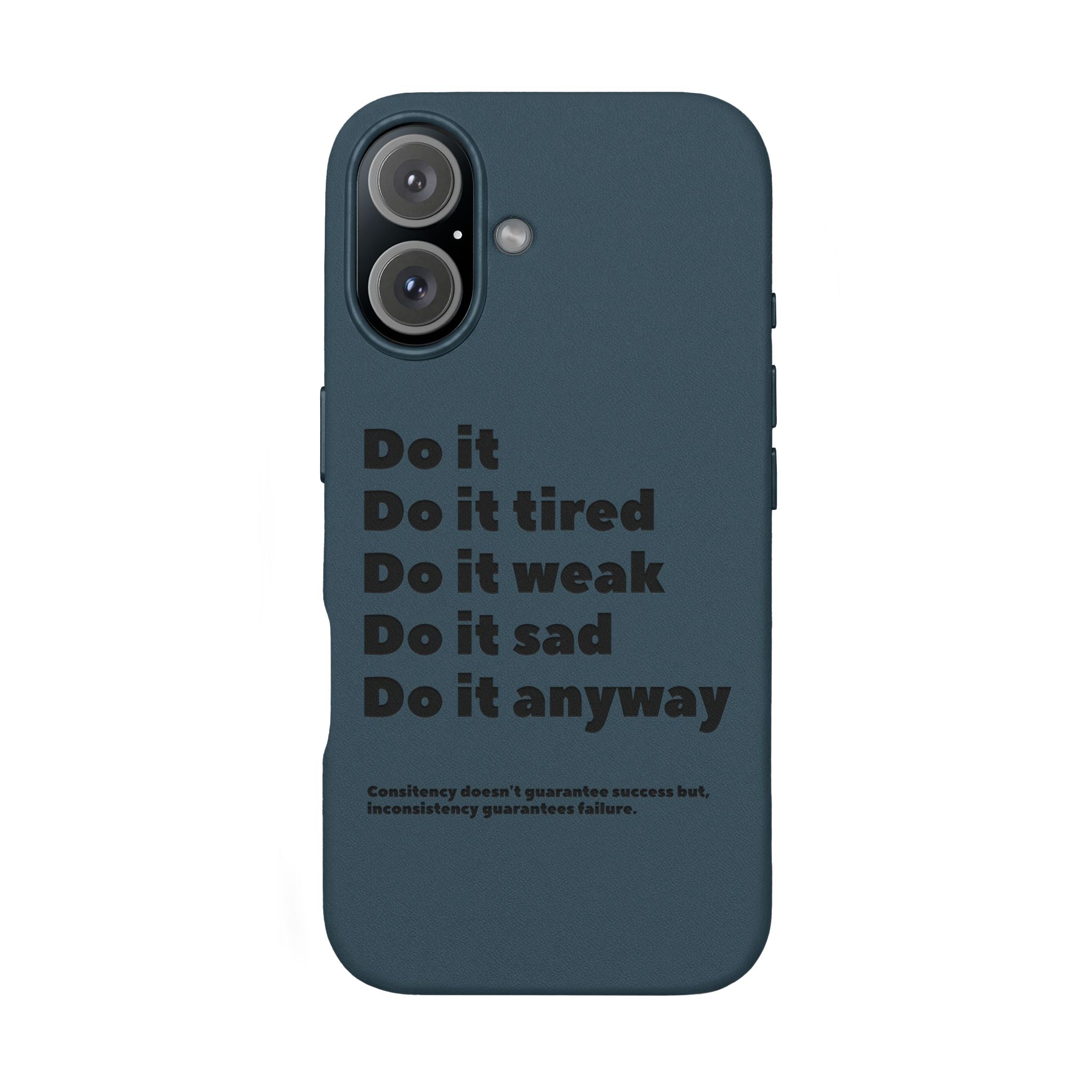 PU Leather Phone Case — Embossed Motivational Quote ‘Do it anyway’