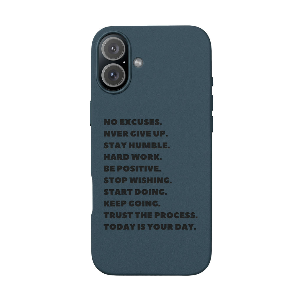 Engraved PU Leather Phone Case — Motivational Text Protective Cover