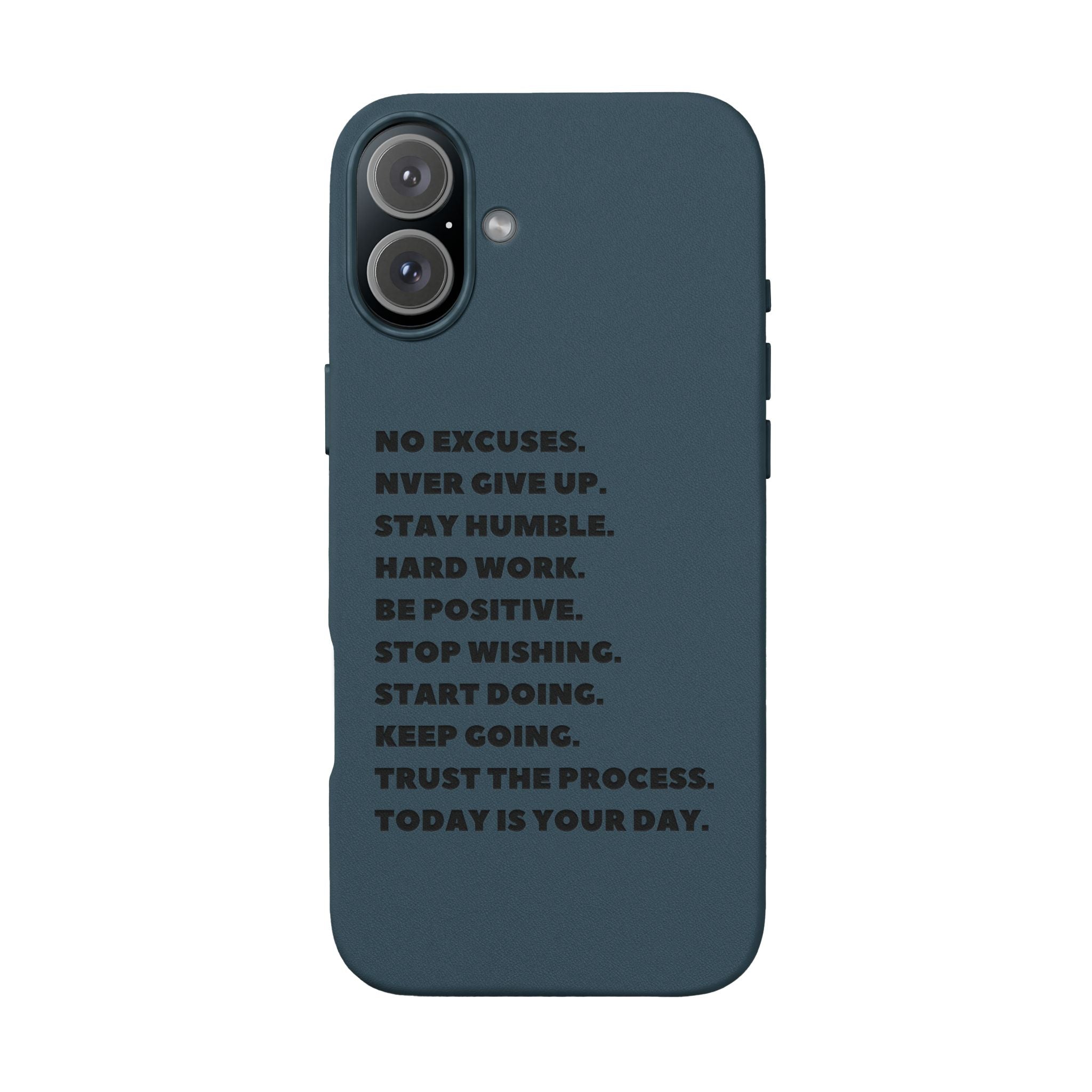 Engraved PU Leather Phone Case — Motivational Text Protective Cover