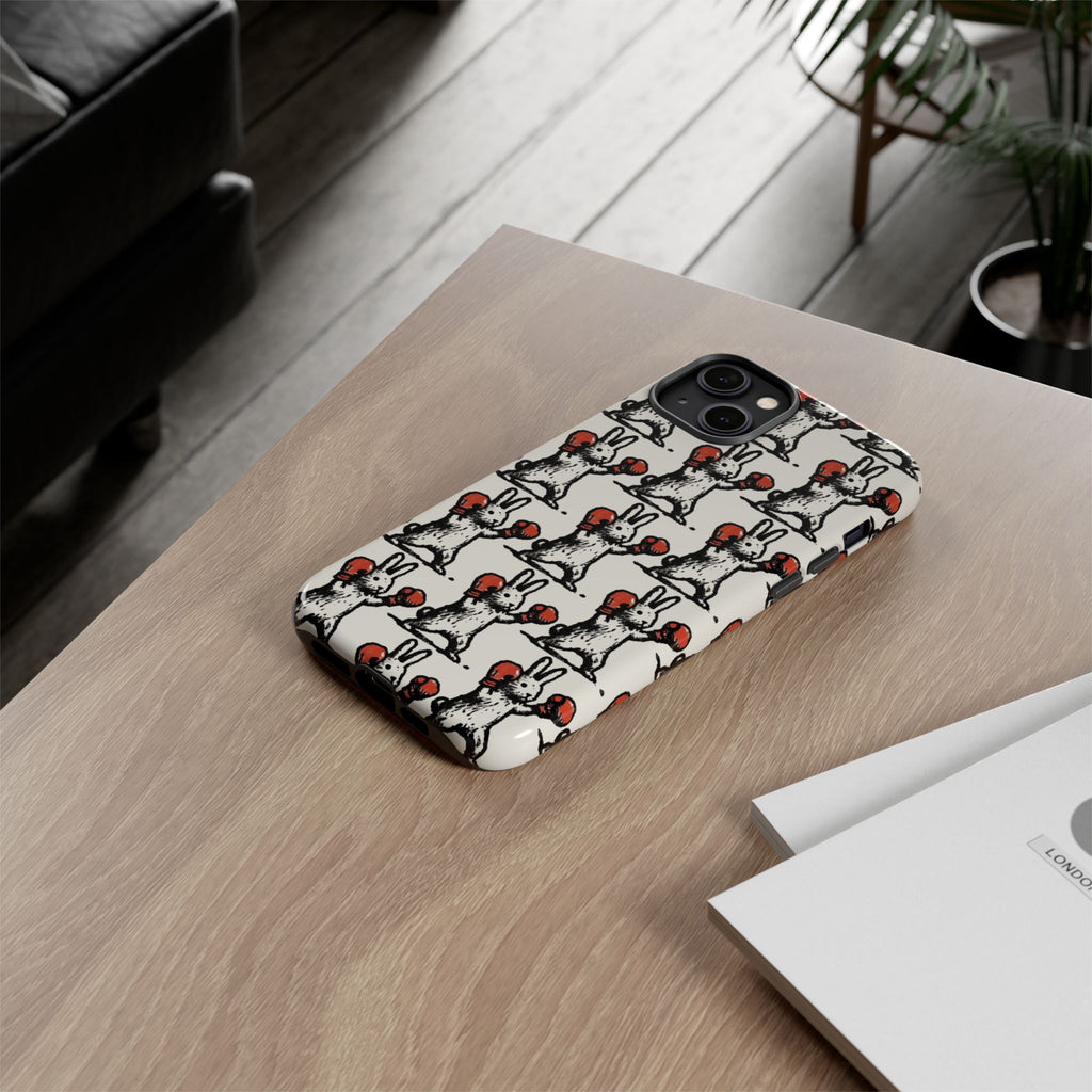 Playful Boxing Bunny Pattern Tough iPhone Case