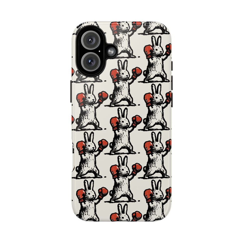 Playful Boxing Bunny Pattern Tough iPhone Case