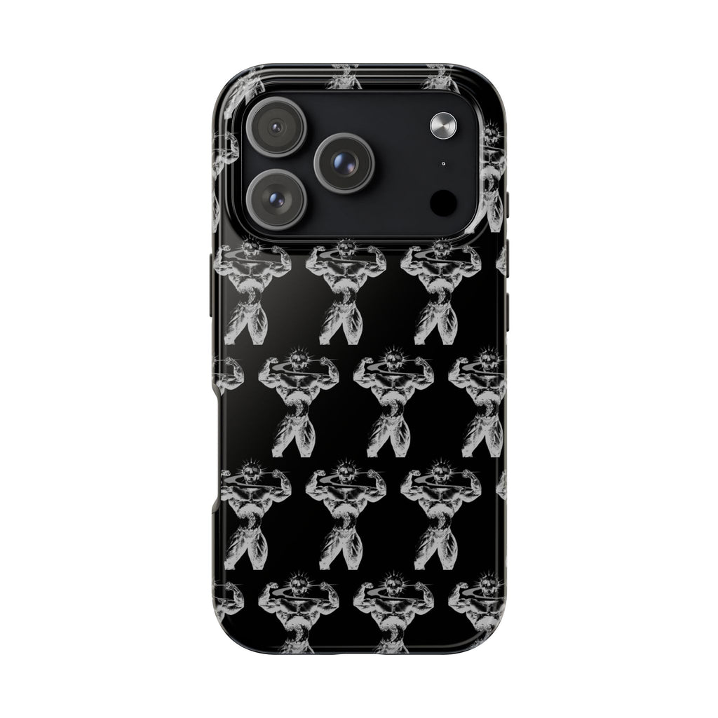Black Tough Phone Case with White Moth Pattern — Protective iPhone Case, Gothic Nature Vibe