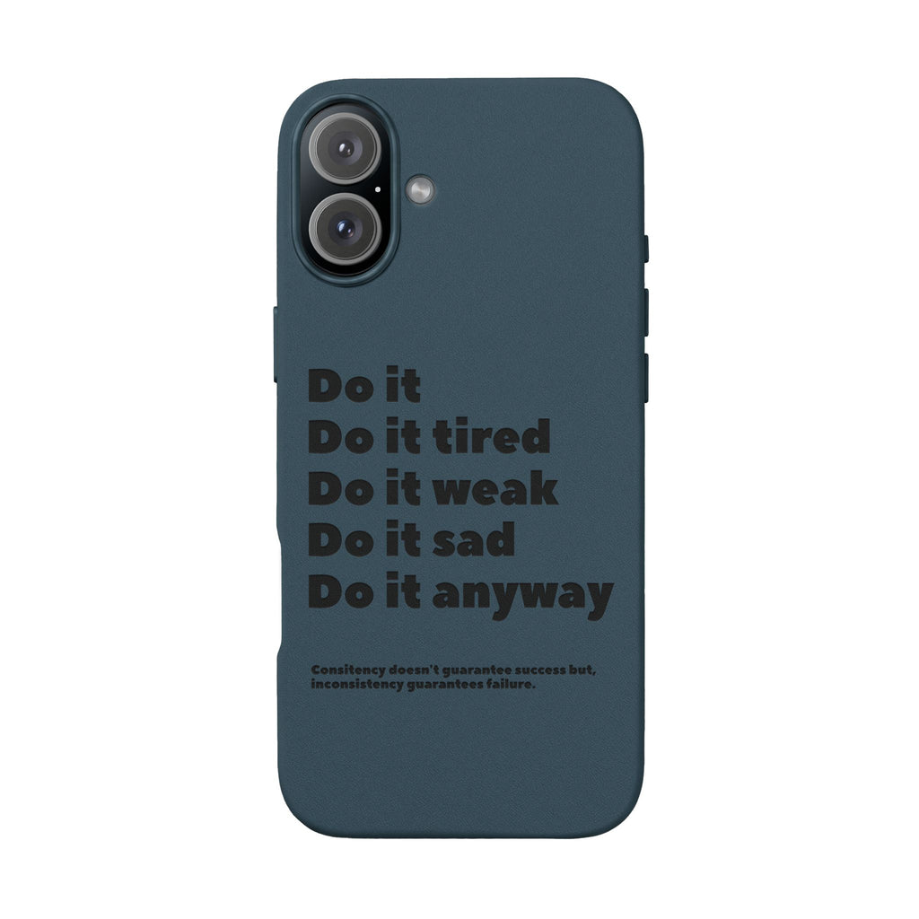 PU Leather Phone Case — Embossed Motivational Quote ‘Do it anyway’