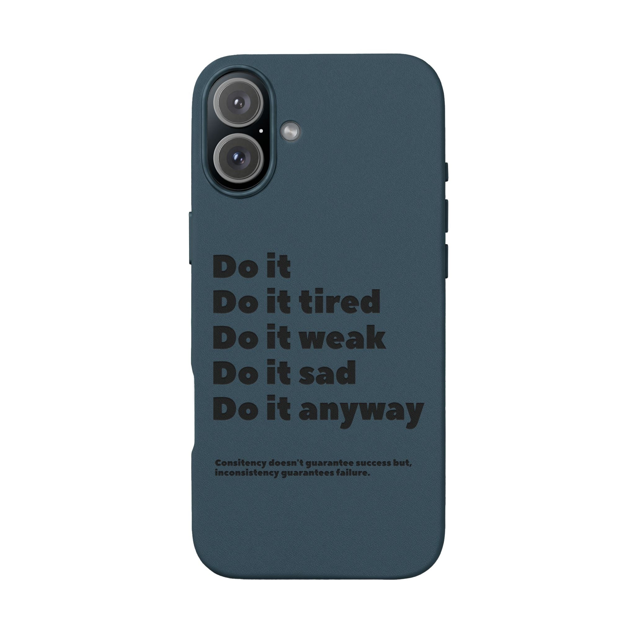 PU Leather Phone Case — Embossed Motivational Quote ‘Do it anyway’