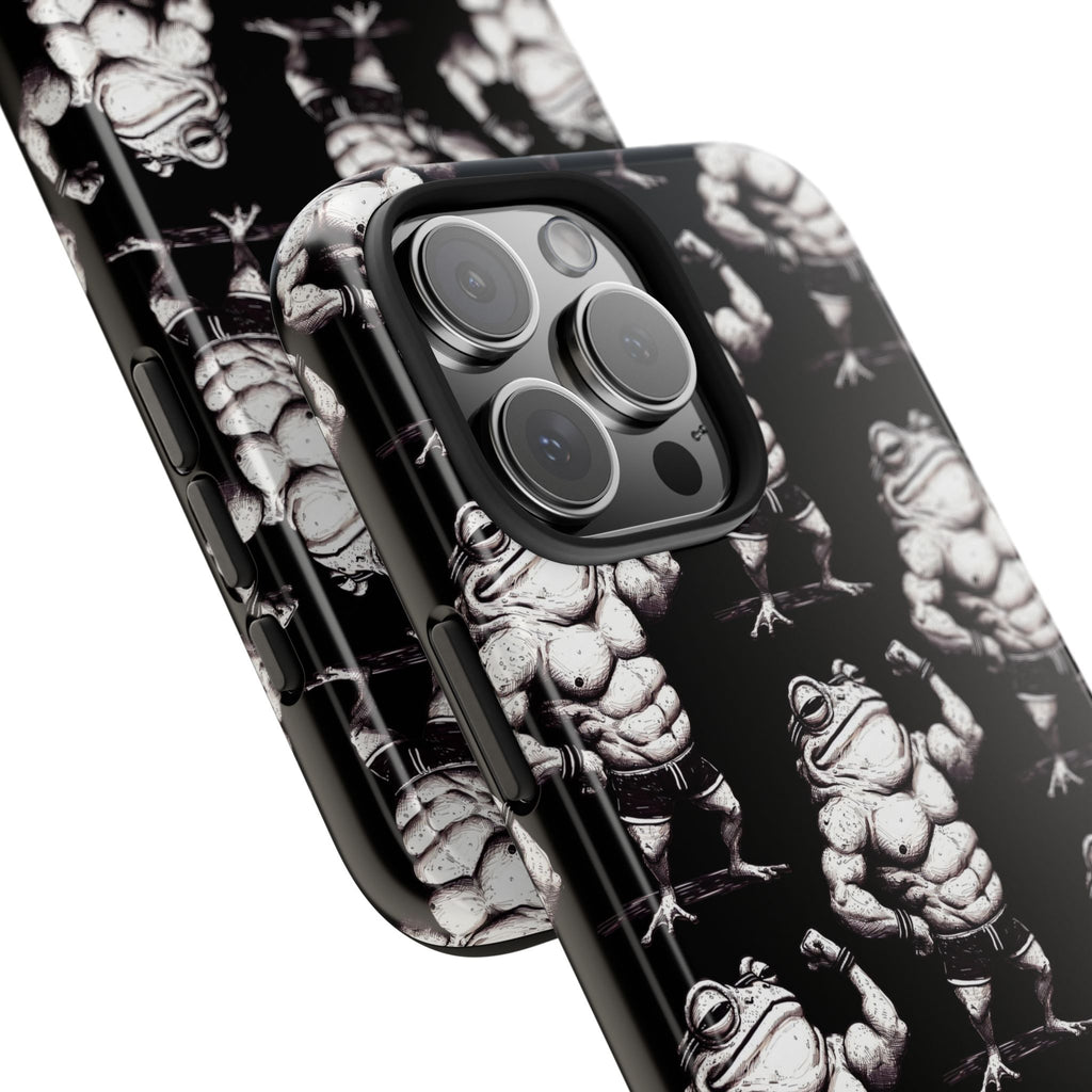 Frog Muscle Pattern Phone Case — Tough Black Protective iPhone Cover