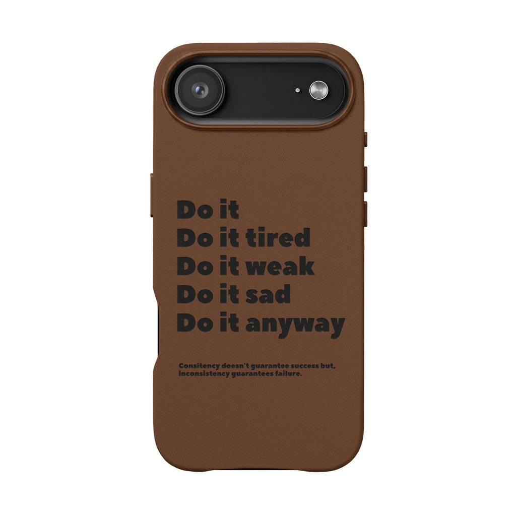 PU Leather Phone Case — Embossed Motivational Quote ‘Do it anyway’