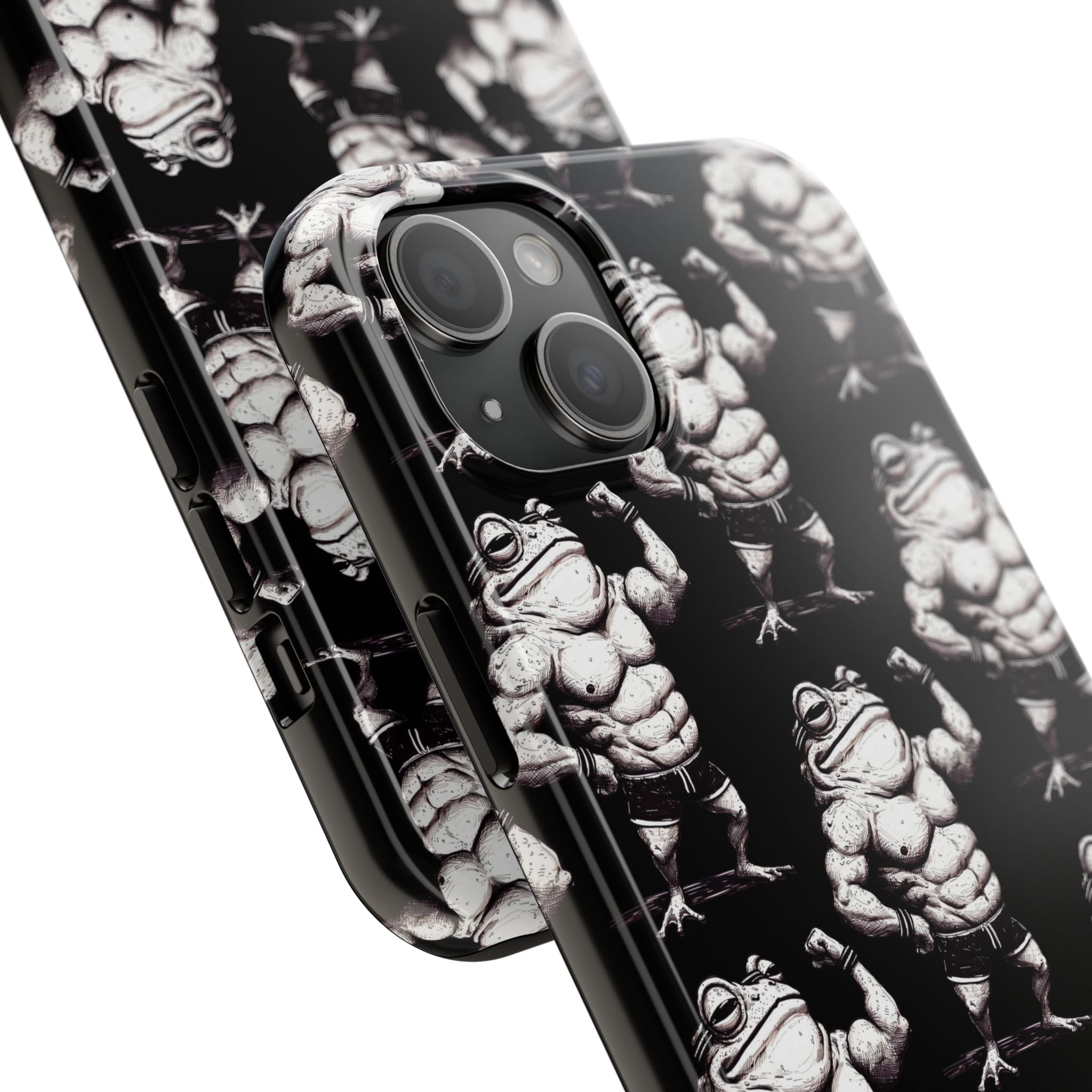 Frog Muscle Pattern Phone Case — Tough Black Protective iPhone Cover