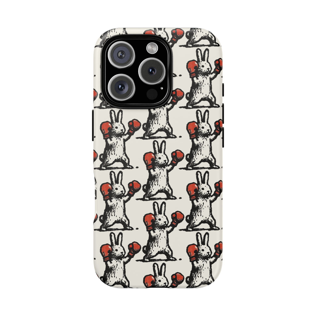 Playful Boxing Bunny Pattern Tough iPhone Case