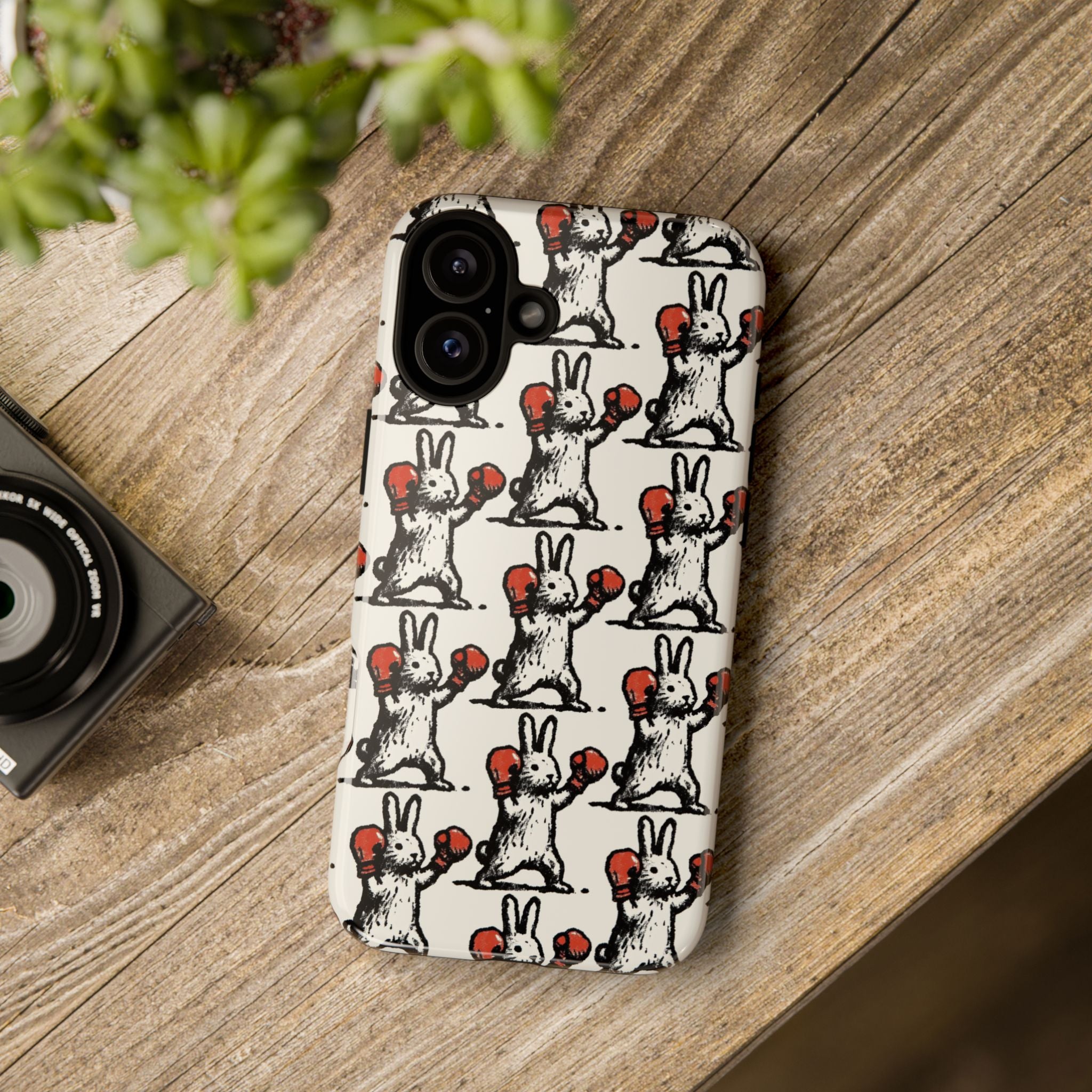 Playful Boxing Bunny Pattern Tough iPhone Case