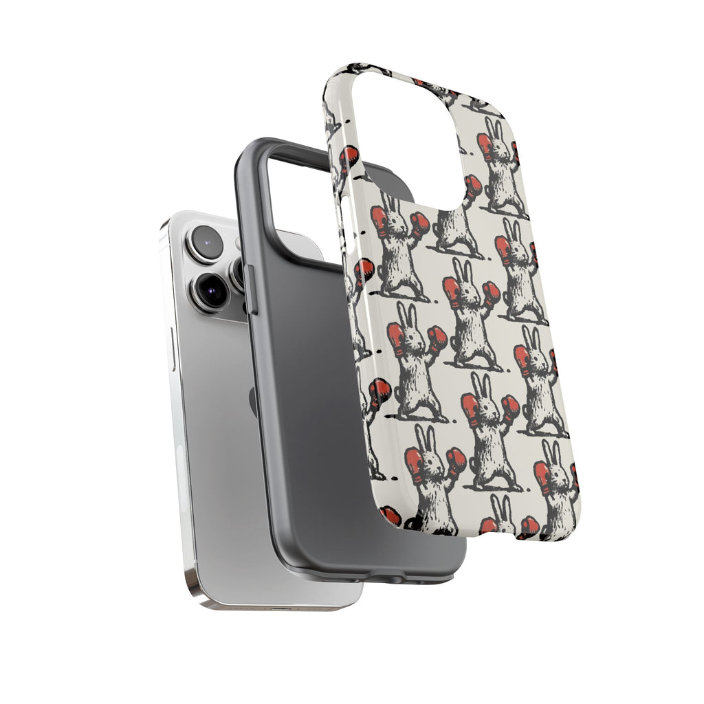 Playful Boxing Bunny Pattern Tough iPhone Case