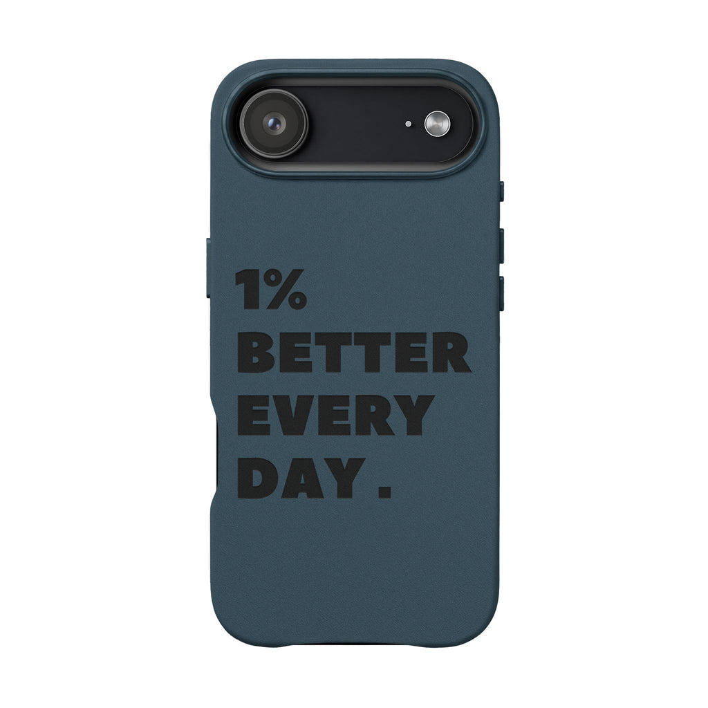 "1% Better Every Day" PU Leather Phone Case — Embossed Motivational iPhone Cover