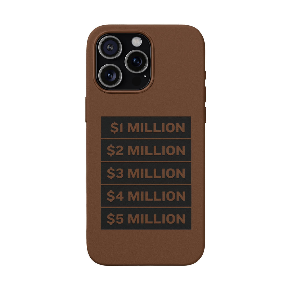Stacked Milestones (1M–5M) —Engraved PU Leather Phone Case