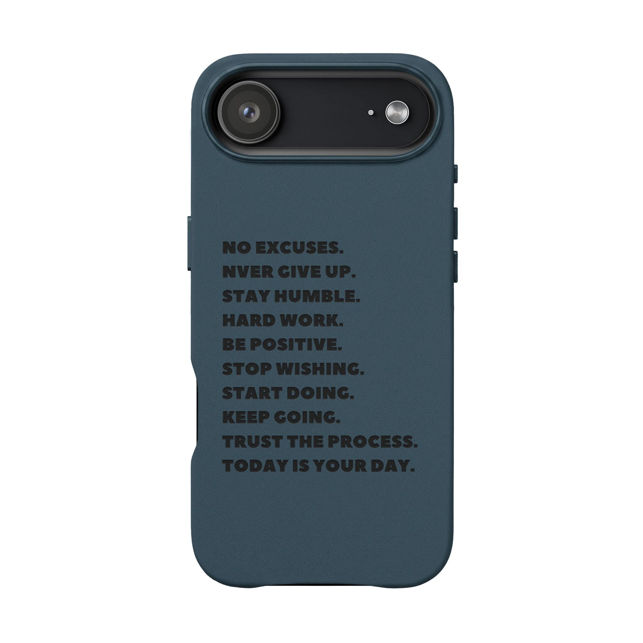 Engraved PU Leather Phone Case — Motivational Text Protective Cover
