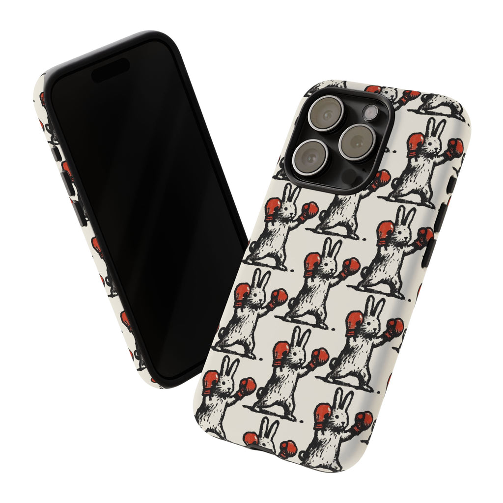 Playful Boxing Bunny Pattern Tough iPhone Case