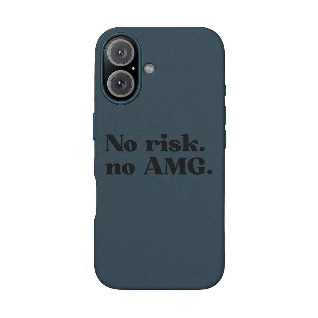 Engraved “No risk. no AMG.” Brown PU Leather Phone Case