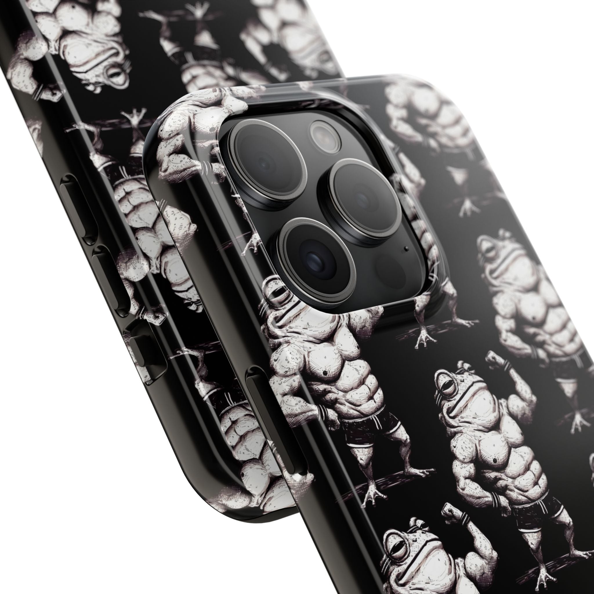 Frog Muscle Pattern Phone Case — Tough Black Protective iPhone Cover