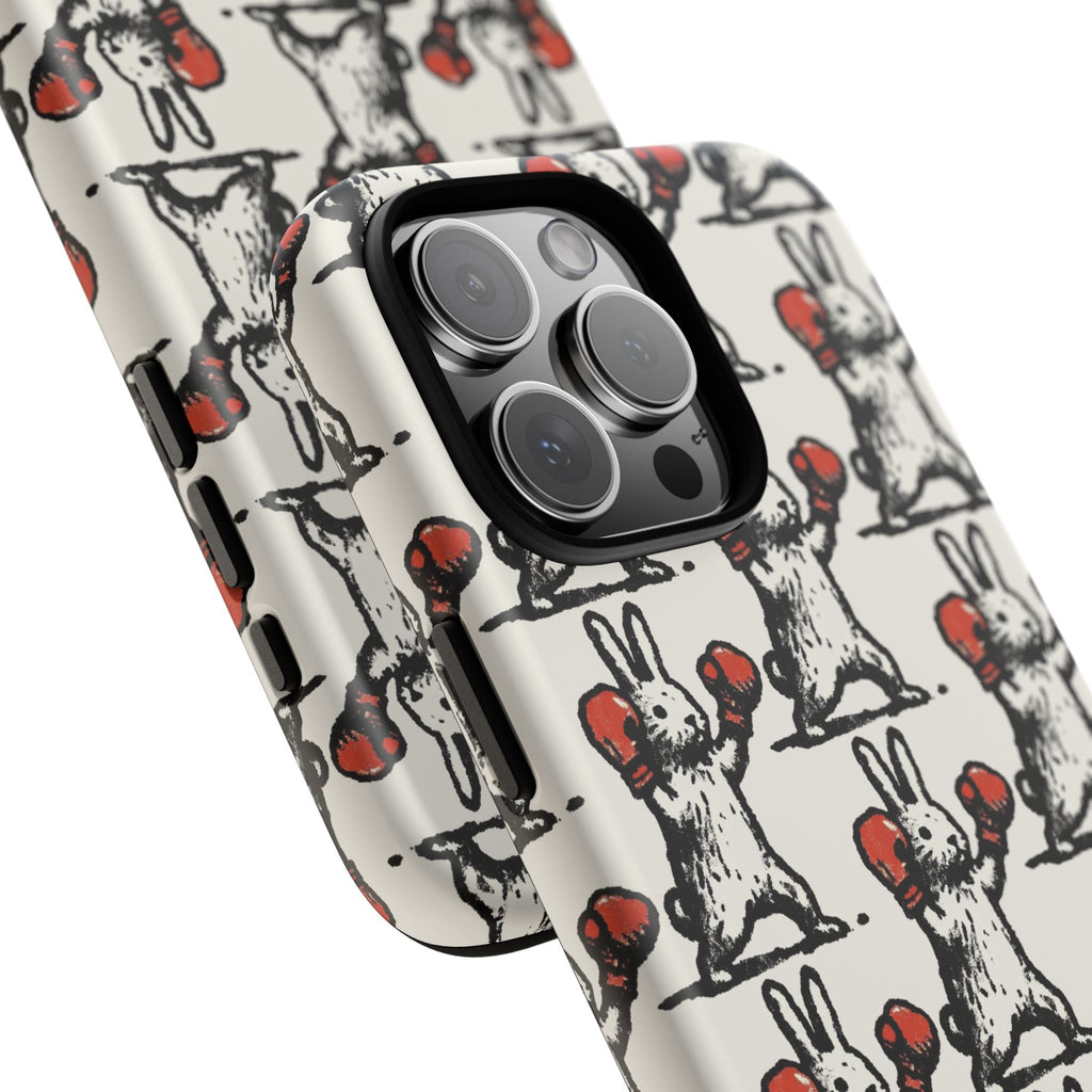 Playful Boxing Bunny Pattern Tough iPhone Case