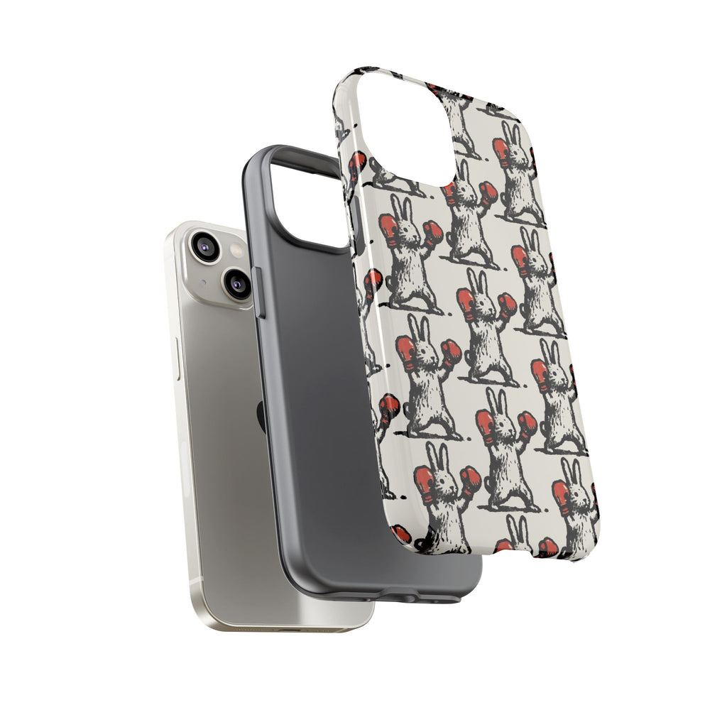 Playful Boxing Bunny Pattern Tough iPhone Case