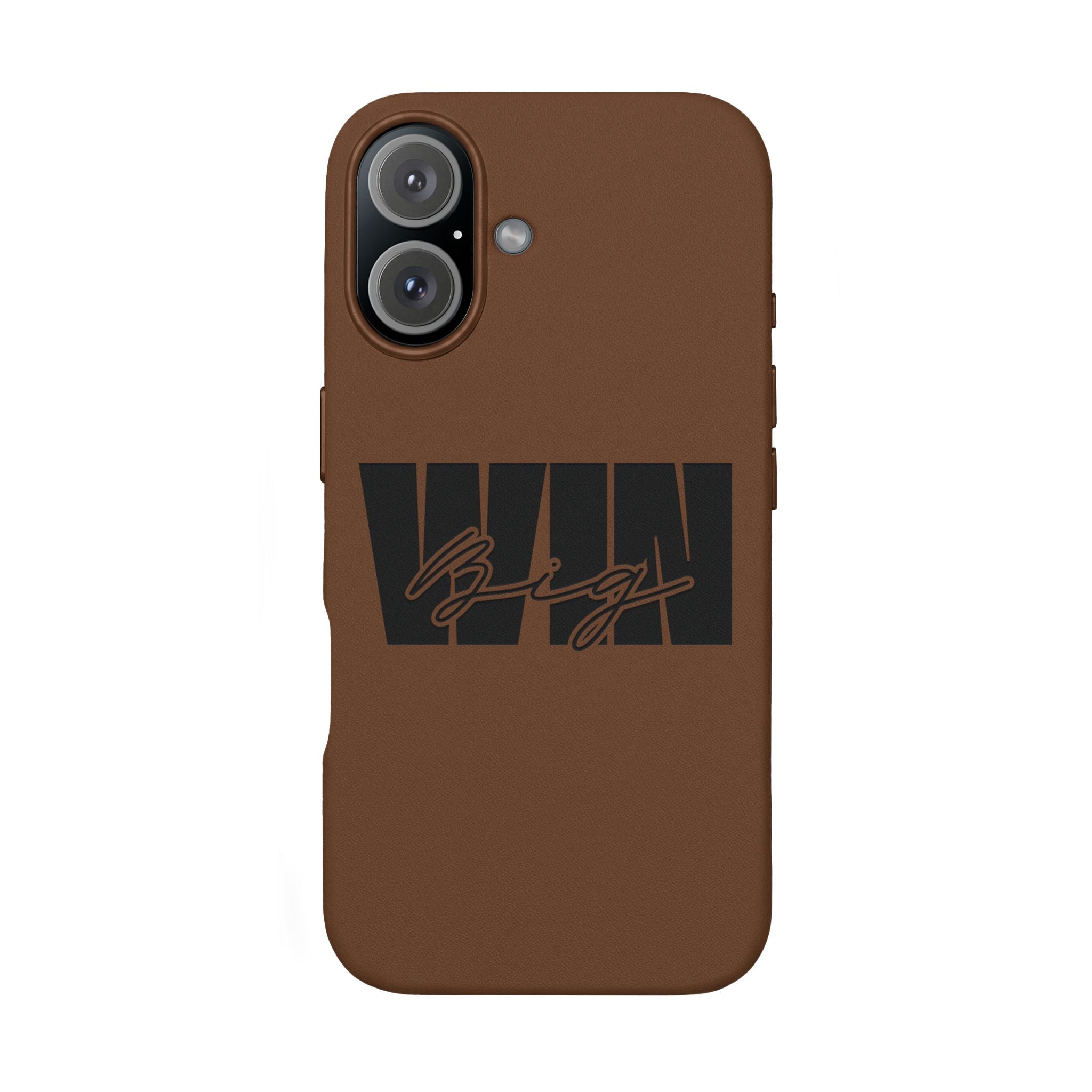 Engraved PU Leather Phone Case—Brown Signature Stripe Design
