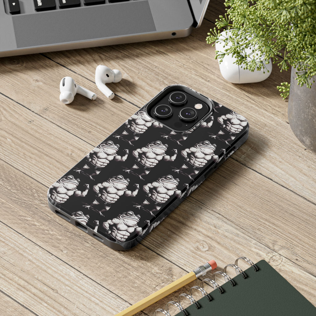 Frog Muscle Pattern Phone Case — Tough Black Protective iPhone Cover