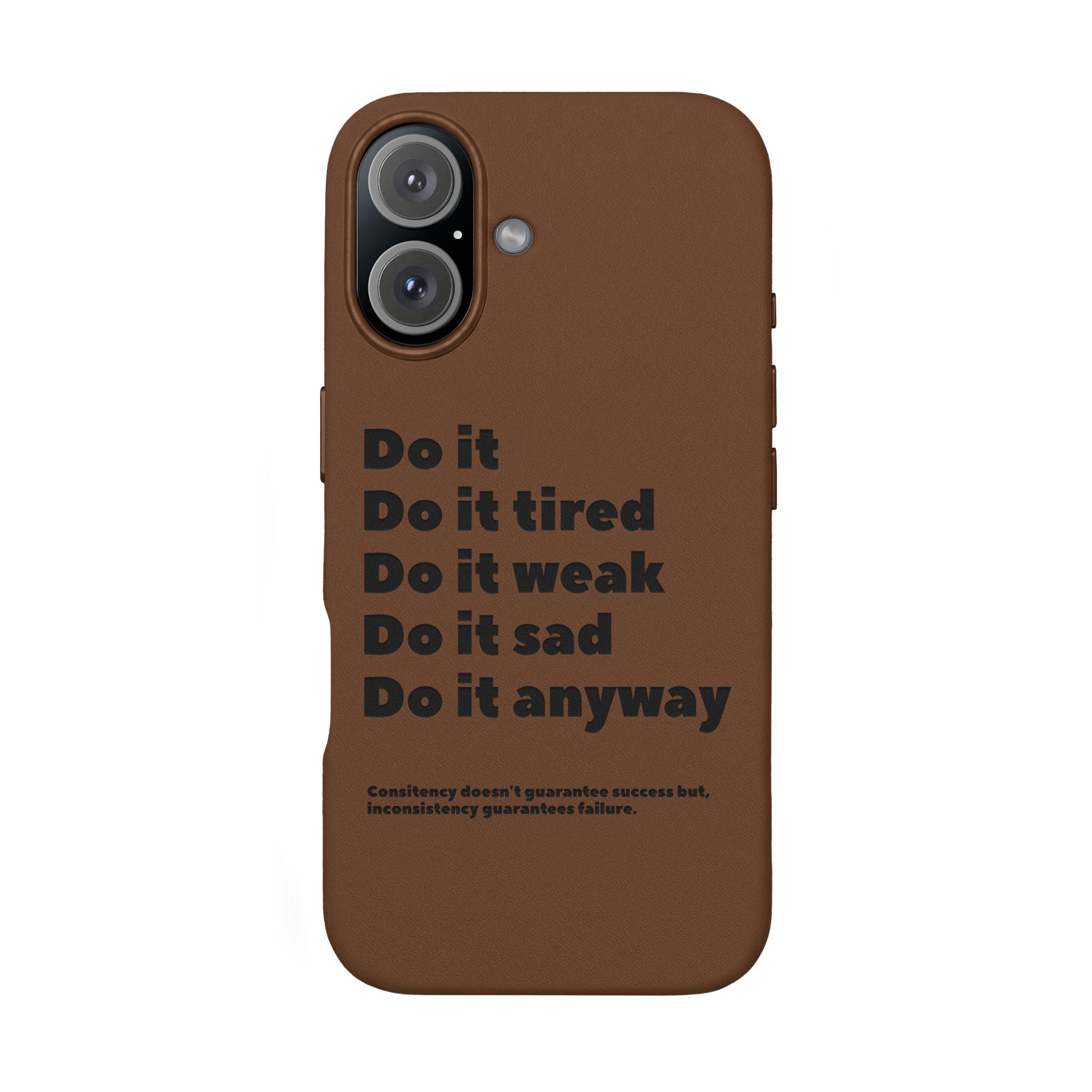 PU Leather Phone Case — Embossed Motivational Quote ‘Do it anyway’