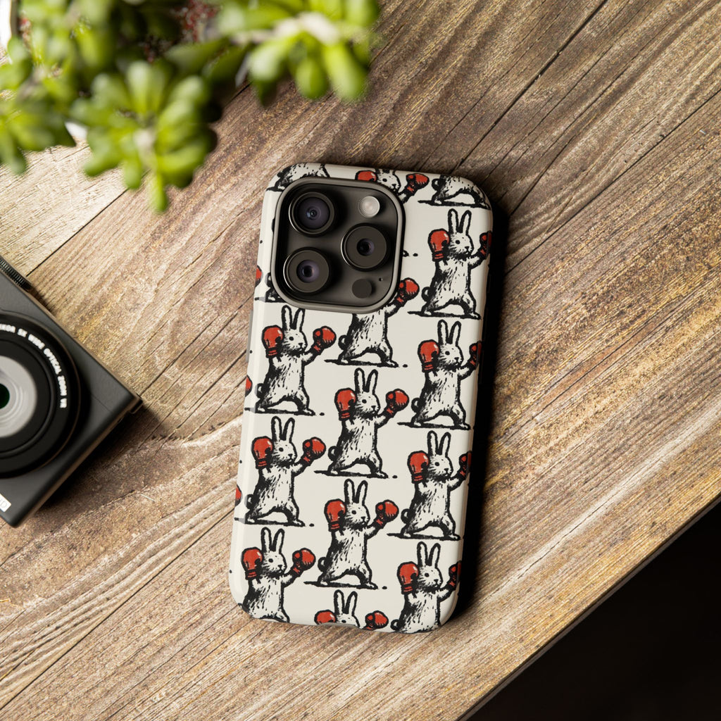 Playful Boxing Bunny Pattern Tough iPhone Case
